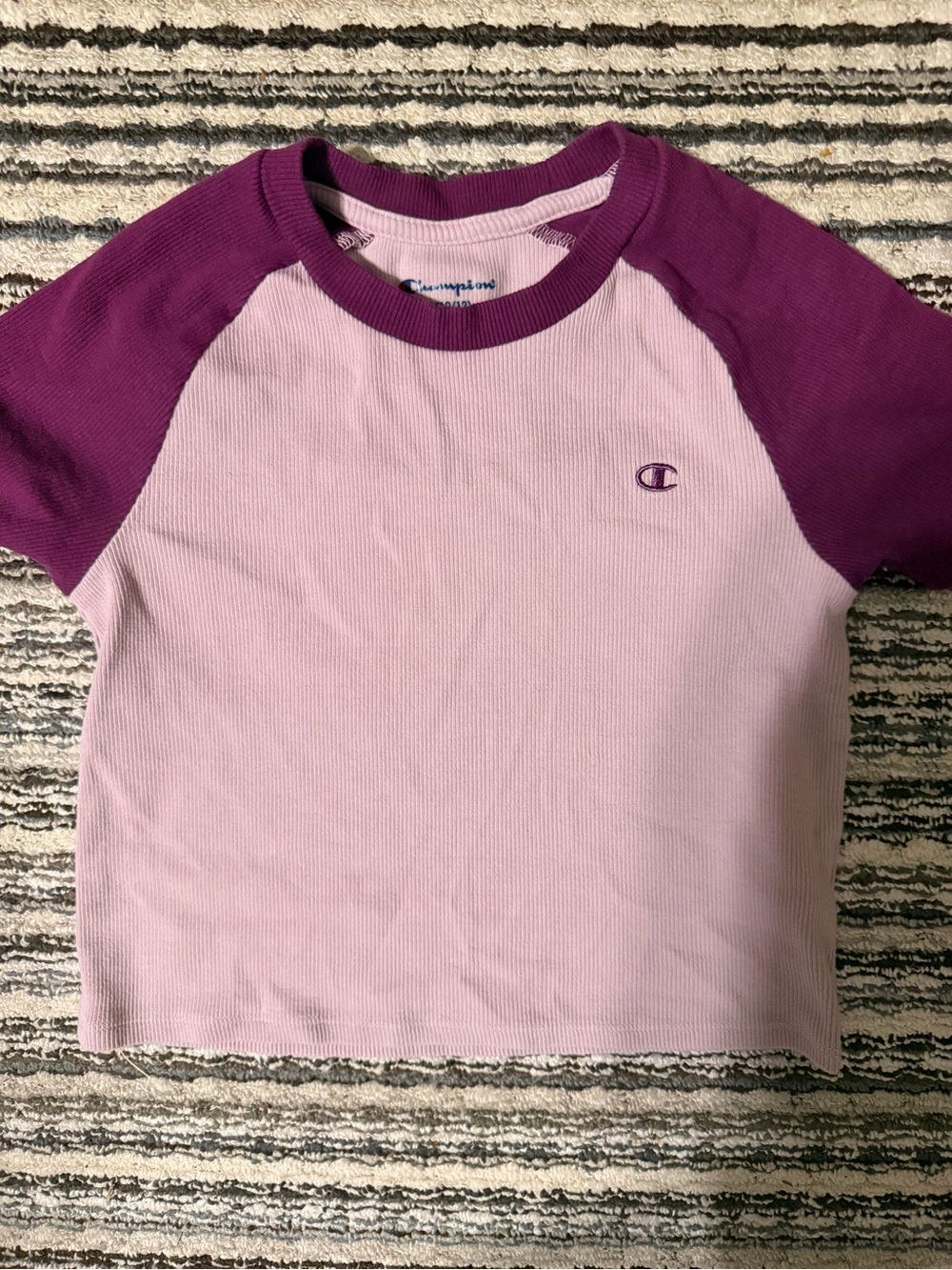 Champion Lavender and Plum Raglan Short Sleeve Tee